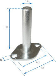 Zapfen Ø14 mit rollenhalter platte