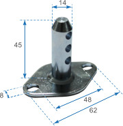Zapfen Ø14 mit rollenhalter platte gezogen mit 3 Löchern