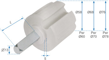 Cap with square pin - 43 - 60 - 70 - 78