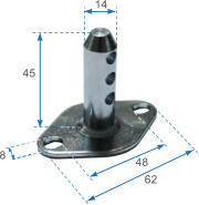 Ø14 pin with drawn roller supporting plate with 3 holes