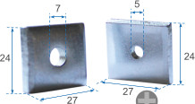 Square nut with central MA thread made in various types of measurement