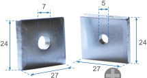 Tuerca cuadrada con rosca MA central realizada en varios tipos de medición